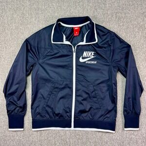 Nike Sportswear Track Jacket Men's Small Full Zip Navy White Swoosh Logo Coat
